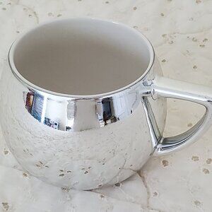 Starbucks 2013 Silver White Coffee Cup Mug Shinny Metallic Reflective Mirror Mug